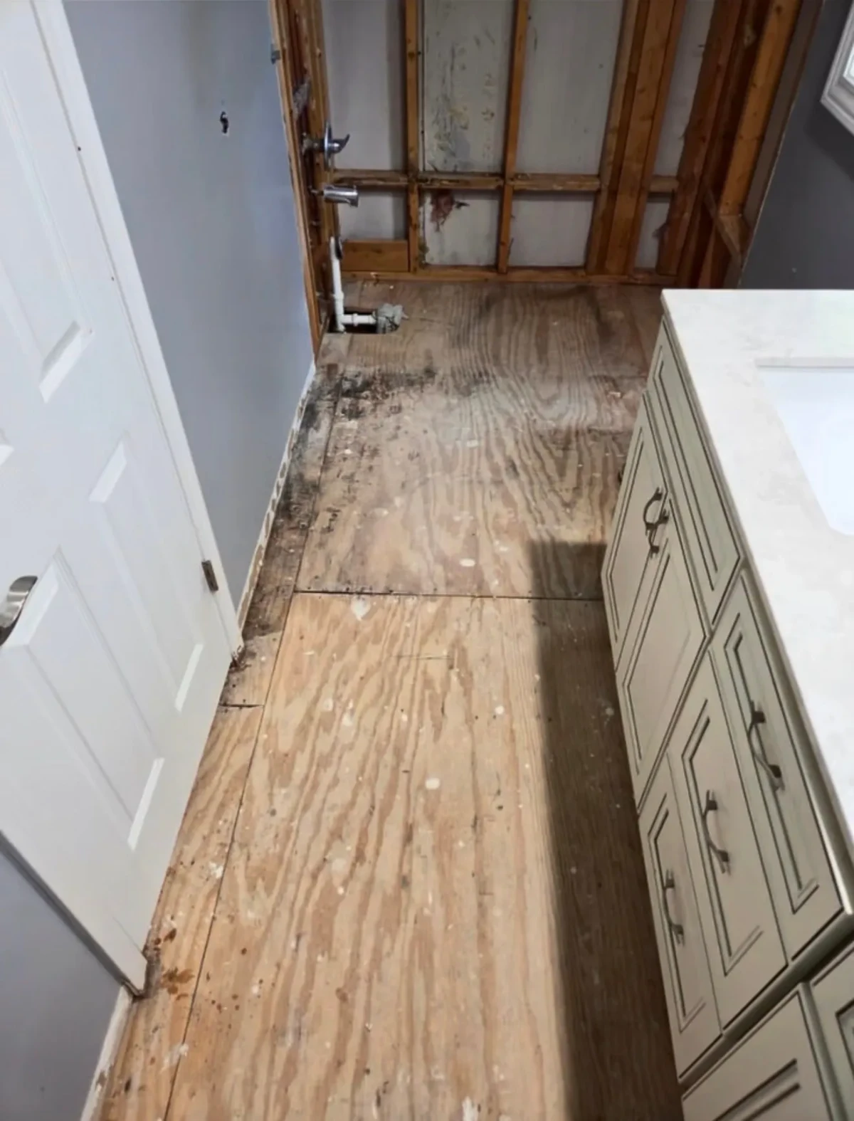 Upstairs bathroom demolition completed and left ready for remodel in Farmington Hills MI