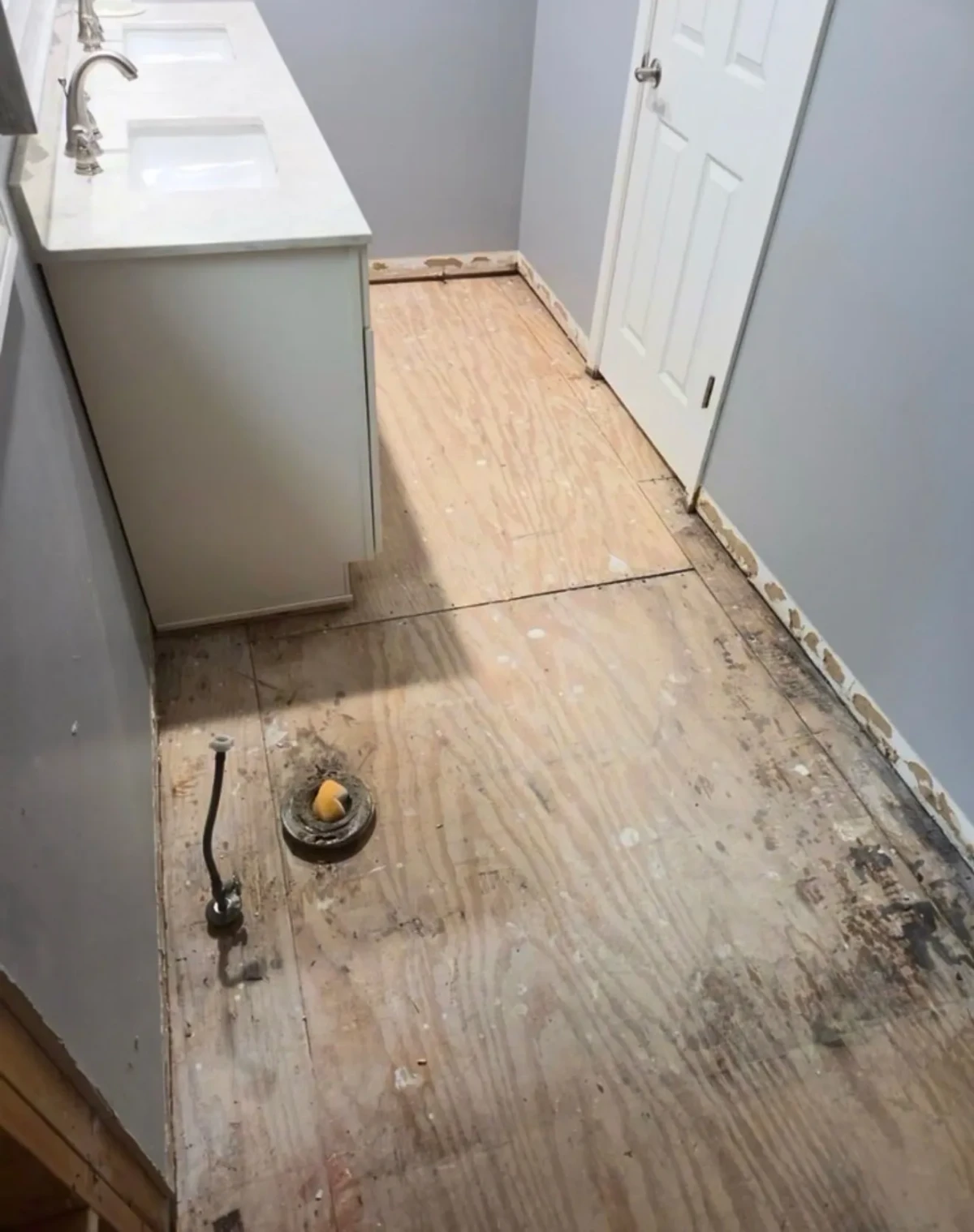 Bathroom stripped down and ready for remodel in Farmington Hills Michigan