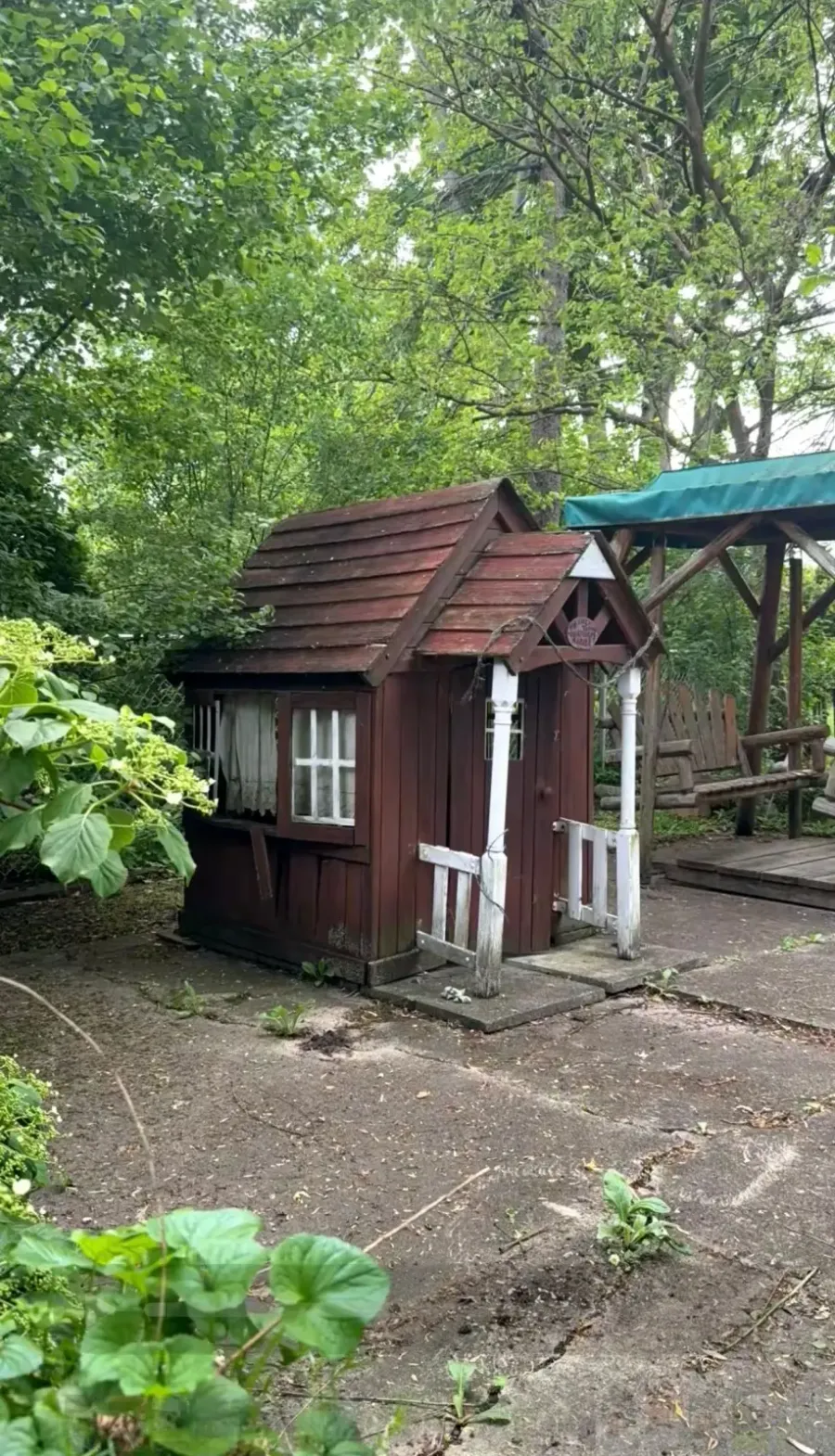 Wooden children's playhouse before demolition in Grosse Pointe Woods Michigan